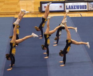 The Middle School Cheerleaders in round two of their competition at Lakewood. | Photo by Marrissa McOwen