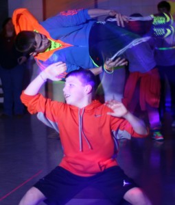 The middle schoolers break it out at the Neon-Out Dance held on Valentine's Day. 