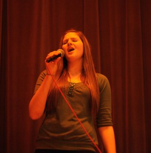 Freshman Jenna Gewirtz sang "Mamas Broken Heart" at the Talent Show on April 2nd. |Photo by Emma Harrow 