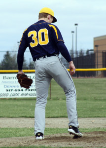 Sophomore Jordan Shattuck gets ready to pitch for the Boys Varsity Baseball game. |Photo by Linn Benham