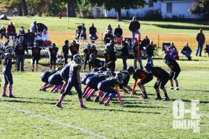 8th grade football on the line. |photo by: Hannah Davis 