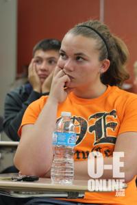 Junior Tori Olger pays close attention at a Student Council meeting. | Photo by Lindsay Benham