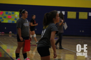 Madelyn Bancroft getting ready for the other team to bring the ball back for them to win the game.|Photo by Mikayla Baese