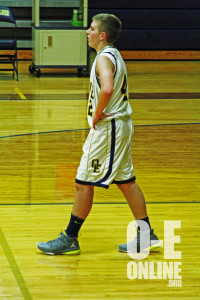O-E Boys Freshman Basketball game against Chesaning. Number 42, Cole Wittenburgh, ready for the game to start.|Photo by A.J Larsen