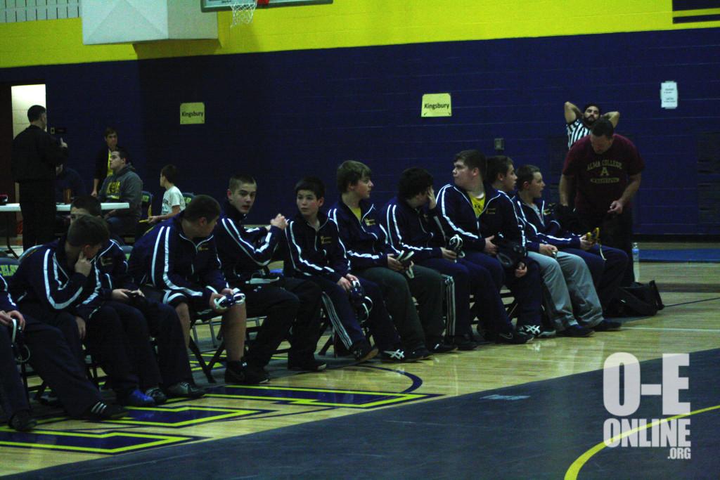The+middle+school+wrestling+team+waits+for+the+next+meet.+%7C+Photo+by+Molly+Maynard