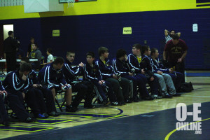 The middle school wrestling team waits for the next meet. | Photo by Molly Maynard